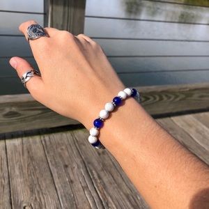 Blue and white bracelet